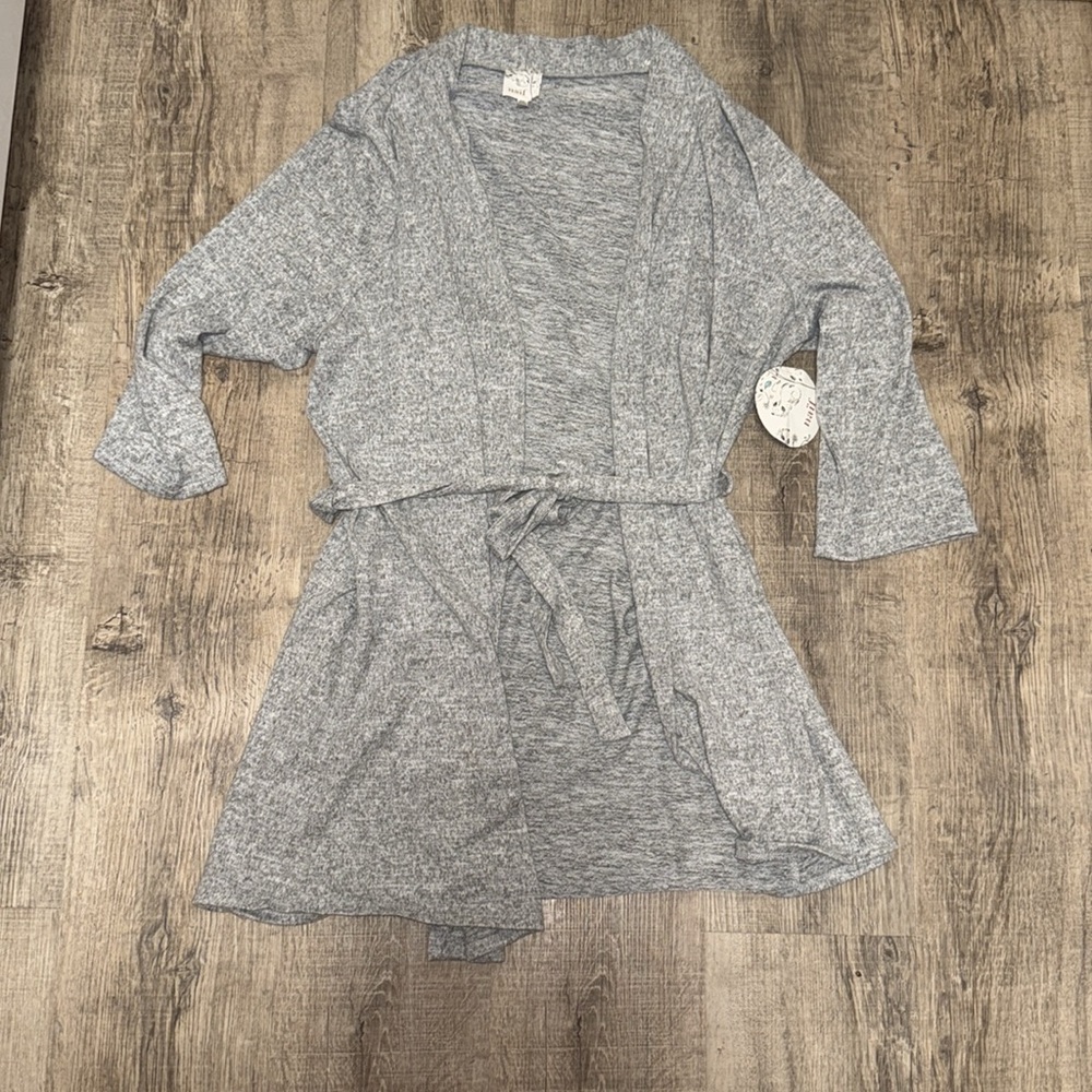 Gray Open Front Cardigan